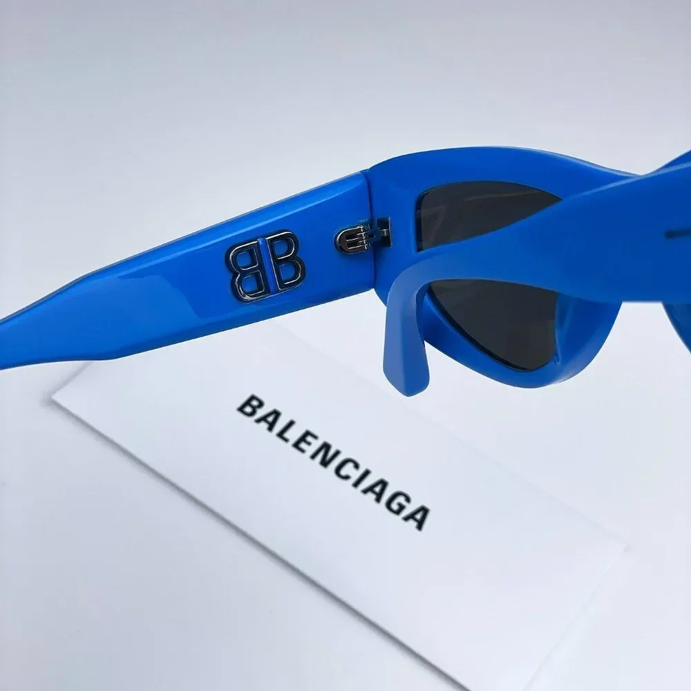 Balenciaga BB0243S 004 Sunglasses Blue Grey Cat Eye Unisex